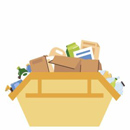 Yellow Skip full of Rubbish clipart for DJ Hanley's Waste Home Page